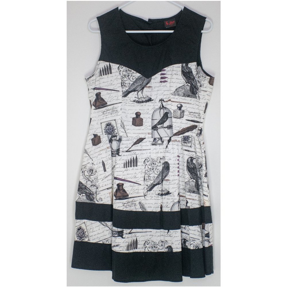 Cotton Black & White print casual quirky dress XL